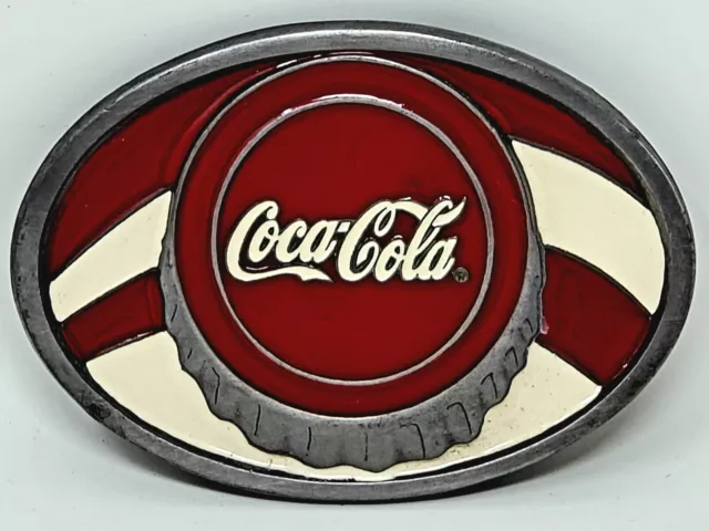 1997 Coca-Cola Bottle Cap Pewter And Enamel Limited Edition Belt Buckle C59B