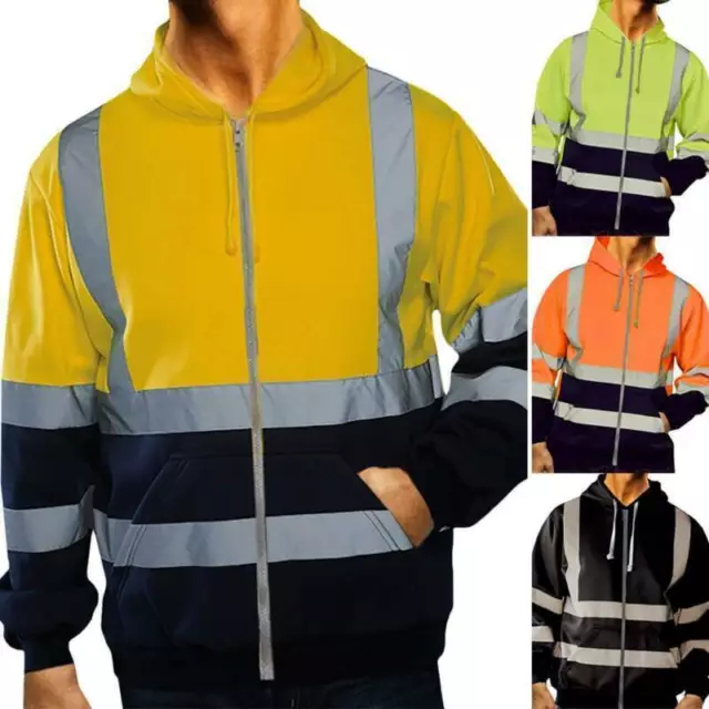 Reflective High Visibility Hi Vis Viz Soft Shell Jacket Mens Work Coat Safety