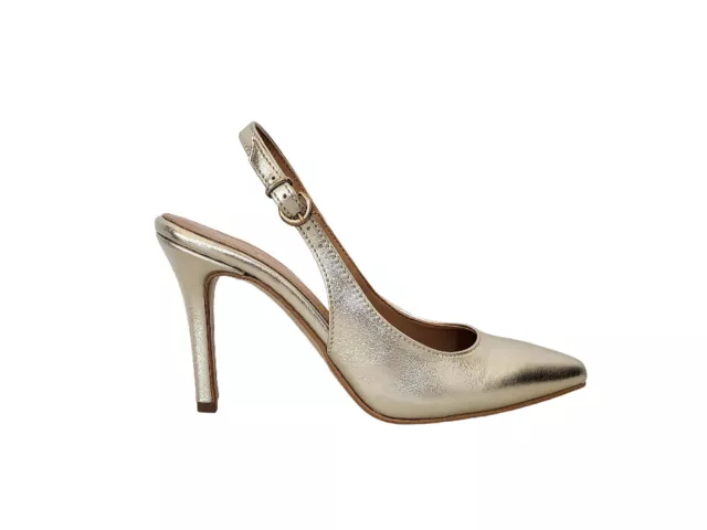 SCARPE DECOLLETE DONNA Pelle Platino Oro Tacco Alto Cinturino Made In Italy EUR 50 00 PicClick IT