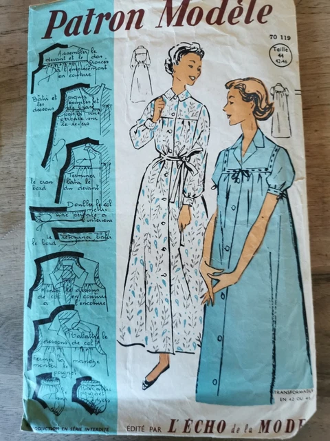 Patron De Couture Vintage Paris Luxe - Robe Taille 44 - Ancien, Jamais Utilisé