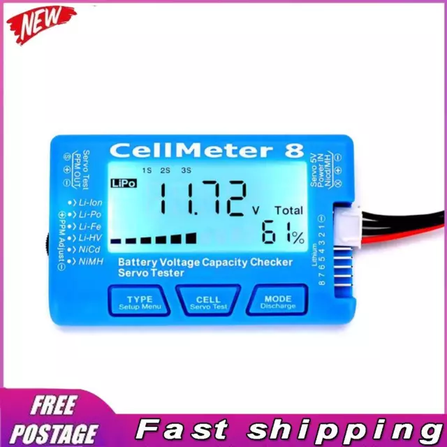 CellMeter 8 Comprobadores de capacidad de voltaje de batería Descargador de equilibrio Servo Probadores