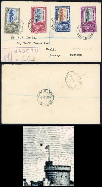 Basutoland SG14h 1935 Silver Jubilee 6d Dot by Flagstaff on Cover