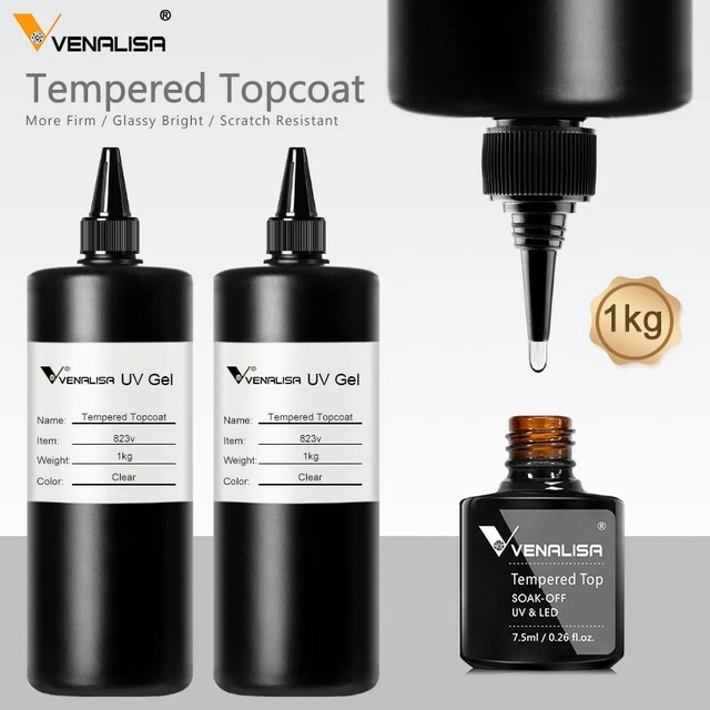 Nail Saloon Supply 1000ml Bulk 1kg Soak Off UV LED Gel Tempered Top Coat 1Pc