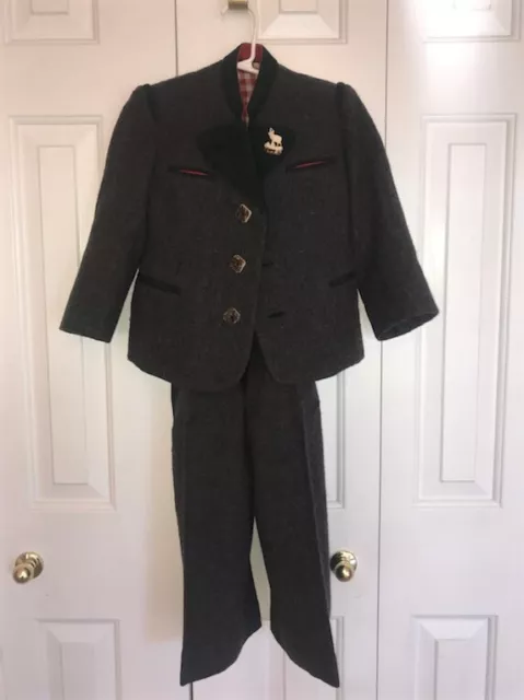 Vintage German Boys Lederhosen Suit with Suspenders 