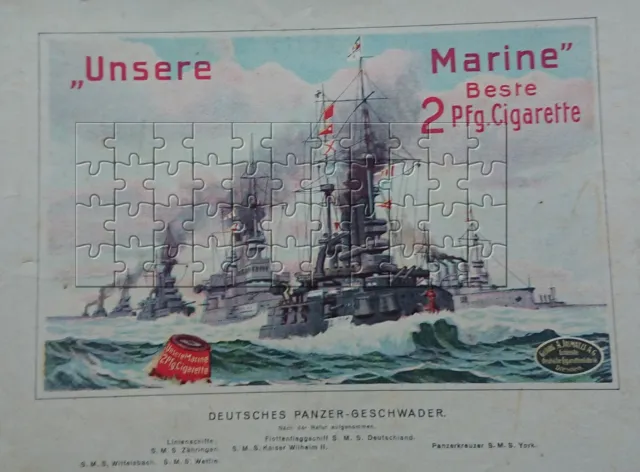 Unsere Marine Cigarette Zigarette Panzer-Geschwader Werbeanzeige v.1914 Jasmatzi