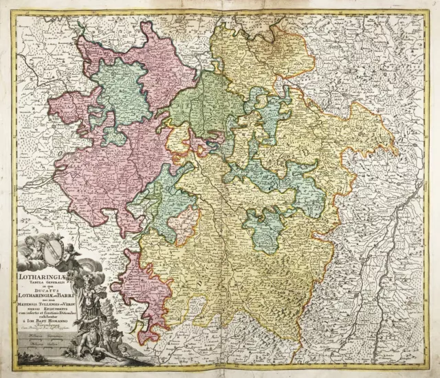 Lothringen Lorraine Nancy Metz Moyenvic France carte map Karte Homann 1720