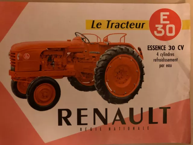 Tracteur Renault E30 - Dépliant publicitaire - Années 50