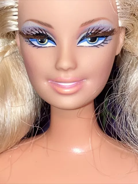 Barbie Gorgeous long platinum blonde Hair with Rooted Eyelashes Jointed Mattel🌸