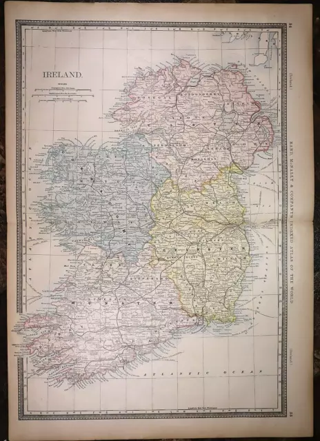 Authentic 1882 R McNally Atlas Map ~ IRELAND ~ FreeS&H   Inv#141 2