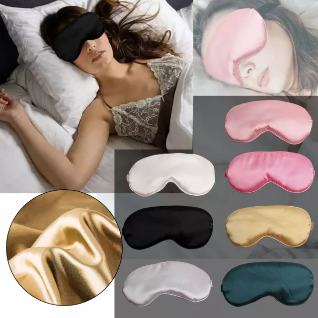 Luxury Pure Organic Mulberry Silk Eye Mask Soft Realx Filled Sleep Blindfold