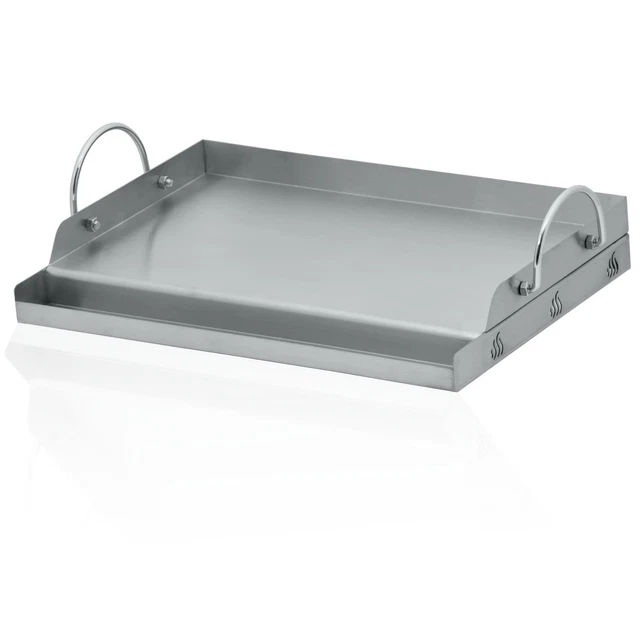 BBQ-Toro Edelstahl Grillplatte Pizzaplatte Plancha Grillaufsatz 49,5 x 32 cm