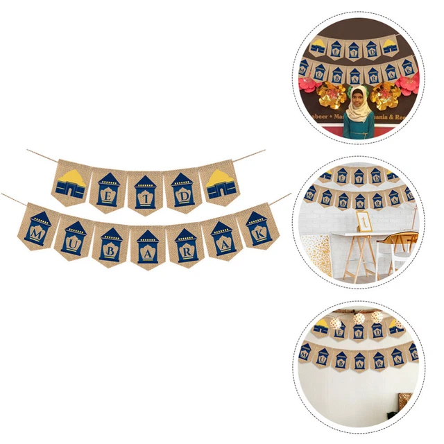 1 pieza Juramento Mubarak Decoraciones Ramadán Kareem Bandera Mubarak Chimenea Estandarte