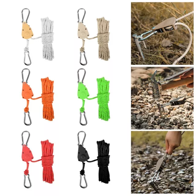 ROPE LANYARD STRAP Tent Pulley Universal 4mm*4m Fastener Lifting Pulley ...