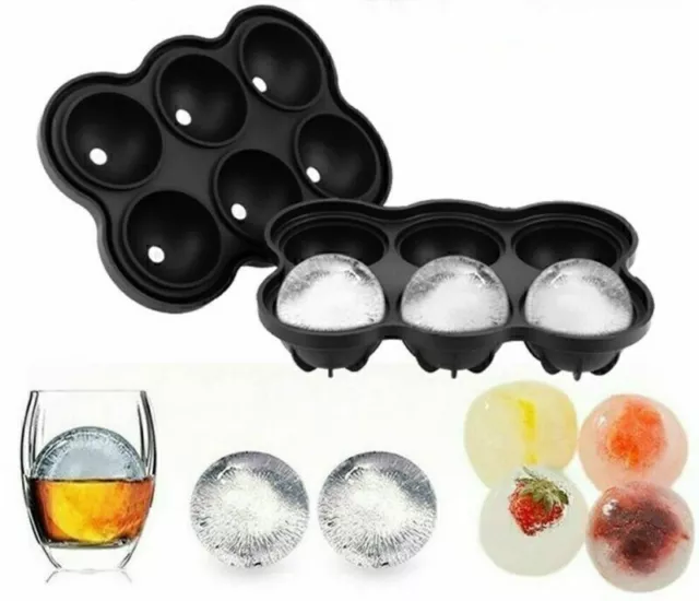 Große Eis Würfel 6 Ball Tray Maker Silikon Form Kugel Whiskey runde Whiskey Y4Y9 3