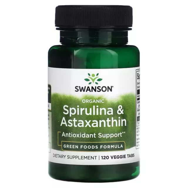 Swanson Spiruline & Astaxanthine Organique Anti-oxydant Support 120 Végétarien