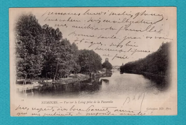 Nemours - Vue sur le Loing prise de ... 1903 : CPA , Carte Postale ancienne /Nb