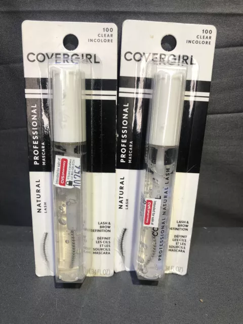 (2) Covergirl Professional Natural Lash Washable Mascara-#100 Clear-0.34oz. Each