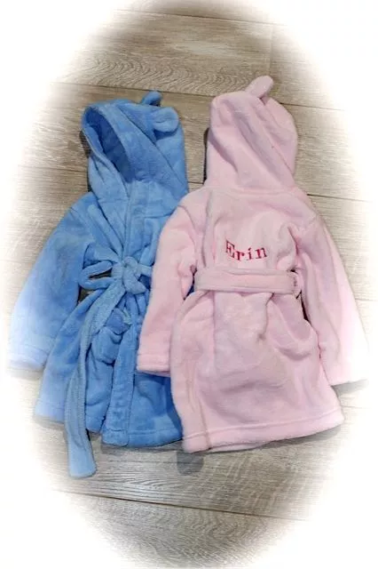 Embroidered Personalised Baby Bath Robe Dressing Gown Ears Boy Girl Xmas Gift