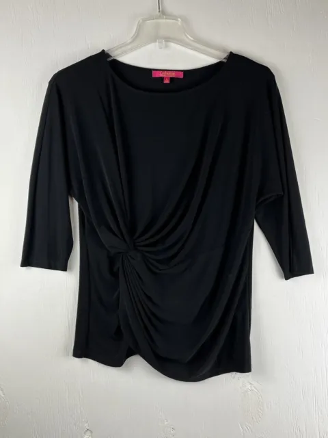 catherine malandrino Shirt Blouse Black Size Large L 3/4 Sleeve Jersey Office