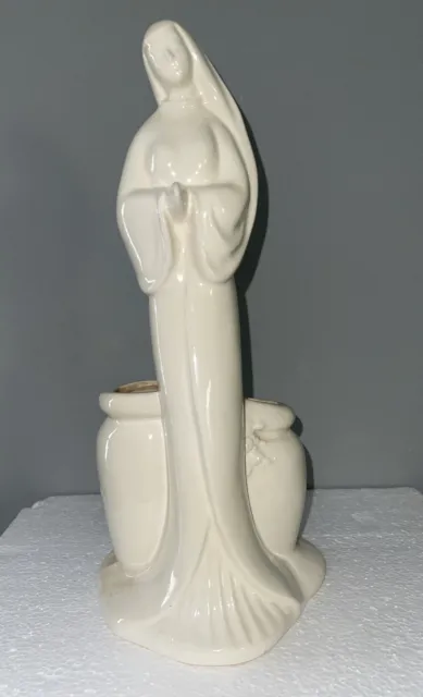 vintage MADONNA religious mother Figurine ceramic pottery flower VASE planter