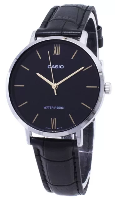 Casio Analógico Cuarzo Esfera Negro Correa de Cuero LTP-VT01L-1B Reloj Mujer