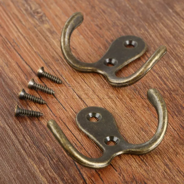 2pc Wall Mounted Door Metal Hooks Hanger Holder Hat Towel Clothes Coat Organizer