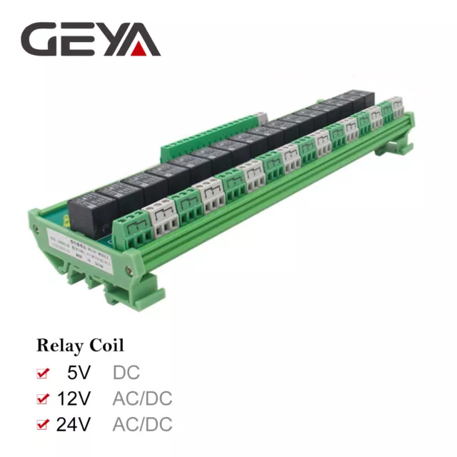 GEYA 16 Channel 1SPDT 1NC1NO Relay Module for AC DC 5V 12V 24V PLC Relay