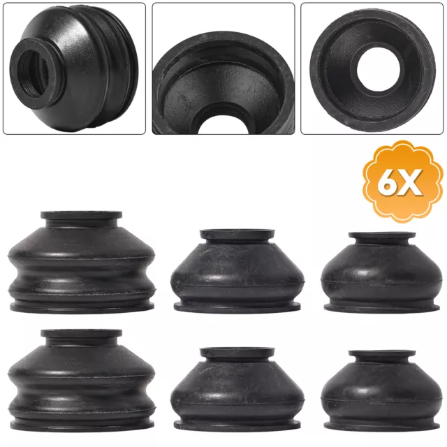 Universal  6x Black Rubber Ball Joint Dust Boot Cover Tie Rod End Set /Kit Part