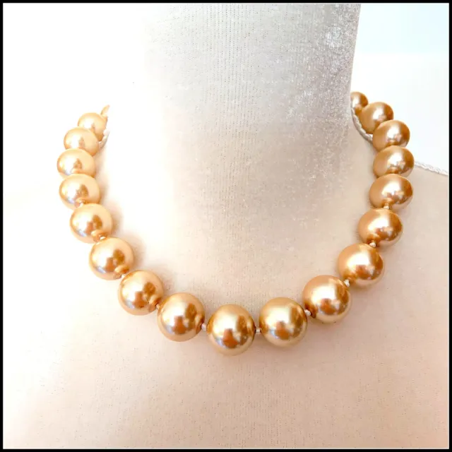 VINTAGE NECKLACE FAUX Pearl Choker Necklace Large Beads Cream Color $16 ...