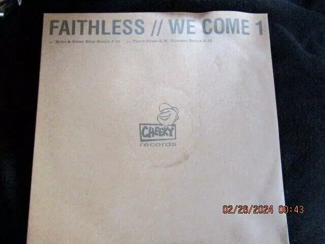 Faithless "We Come 1" 2 Track 12" Vinyl Promo In Vgc+ Bothtracks Played & Tested