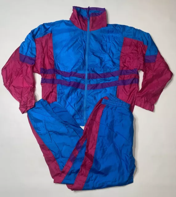 Vintage 80s 90s Windbreaker Suit  Turnpoint Sports Florescent Color Block