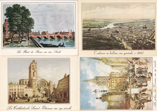 Lot de 4 cartes postales postcards 10x15cm LE VIEUX TOULOUSE 3