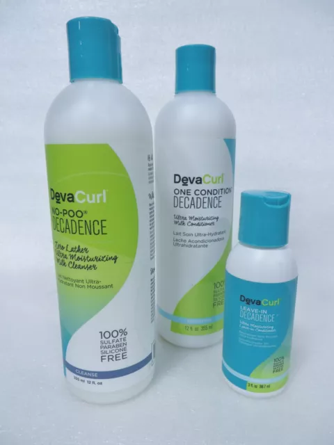Deva Curl No Poo Decadence Cleanser & One Condition 12 Oz & Leave In  3 Oz