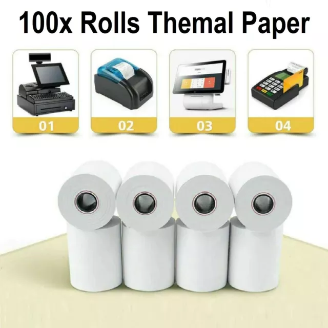 100 Rolls 57 x 38mm Premium EFTPOS Thermal Paper Cash Register Receipt Rolls