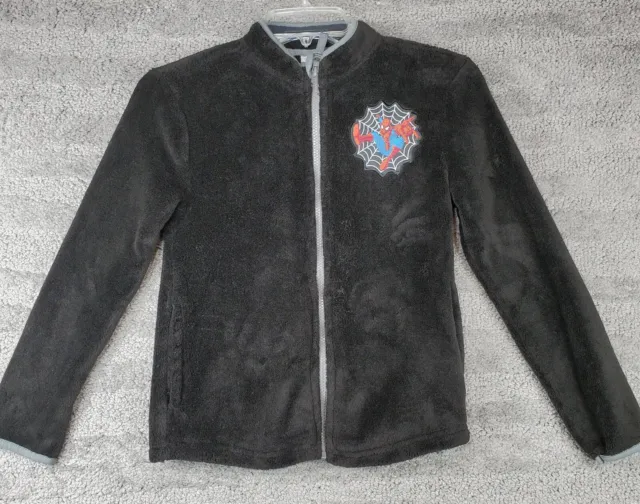SPIDER-MAN Disney Store Youth Size 9 10 Fleece Jacket Zip Front Black Marvel