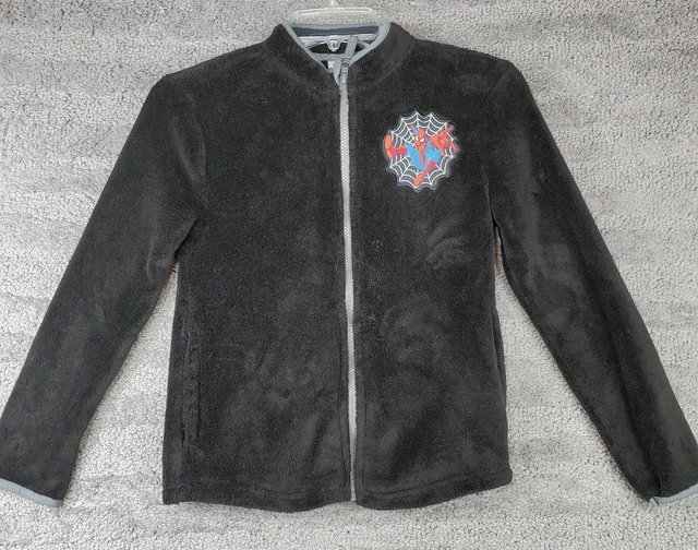 SPIDER-MAN Disney Store Youth Size 9 10 Fleece Jacket Zip Front Black Marvel