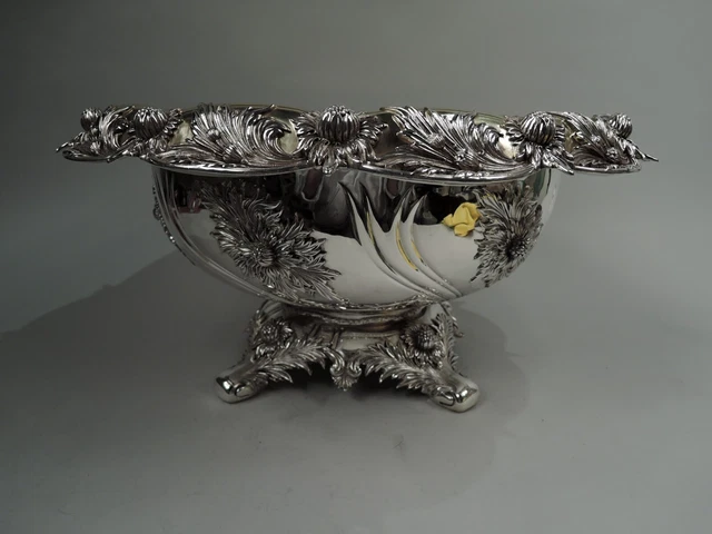 Tiffany Crisantemos Punchbowl 6911 Centro Bowl Americano Plata de Ley