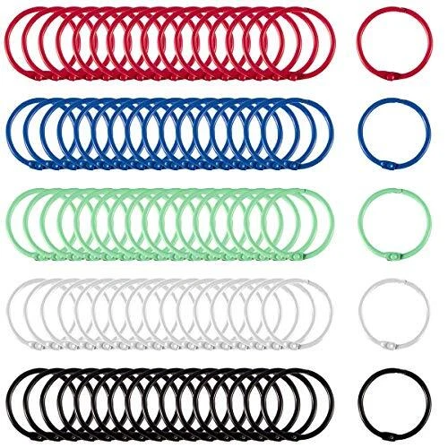 DUOUPA Lot de 100 anneaux de reliure colorés en métal pour feuilles volantes