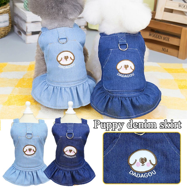 Hund Denim Rock Haustier Kleidung Welpe Süß Prinzessin Cowboy Kleid Party  ,
