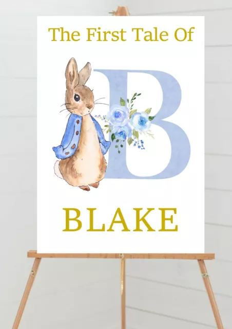 Personalised Peter Rabbit Nursery Print Baby Shower Welcome Table Sign