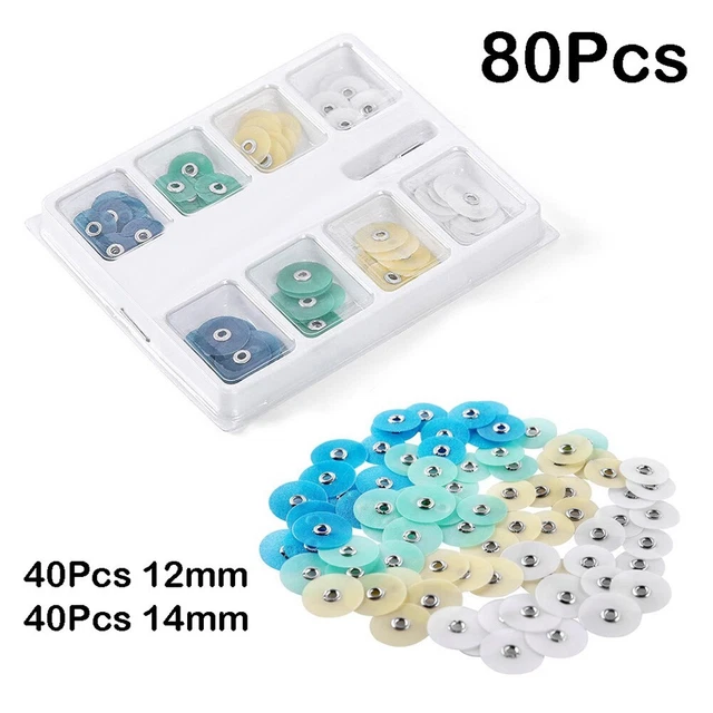 80pcs Dental Composite Finishing Polishing Discs assorted kit + Mandrel 12/14mm