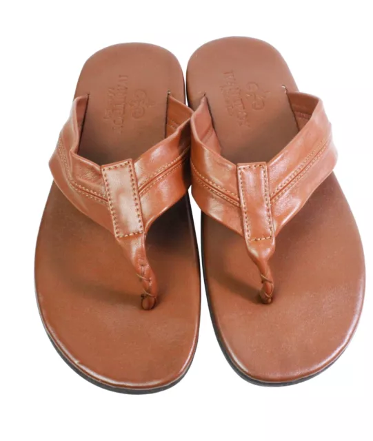 Leather Italian Sandals Mens Brown Genuine Leather Flip All Flops Handmade Tahit