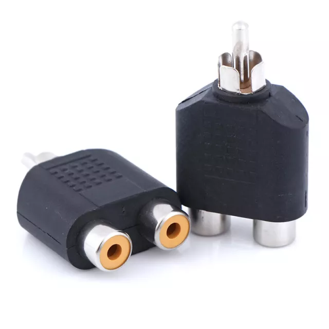 RCA Y splitter AV audio video plug converter 1 male to 2 female adapter ki*ug