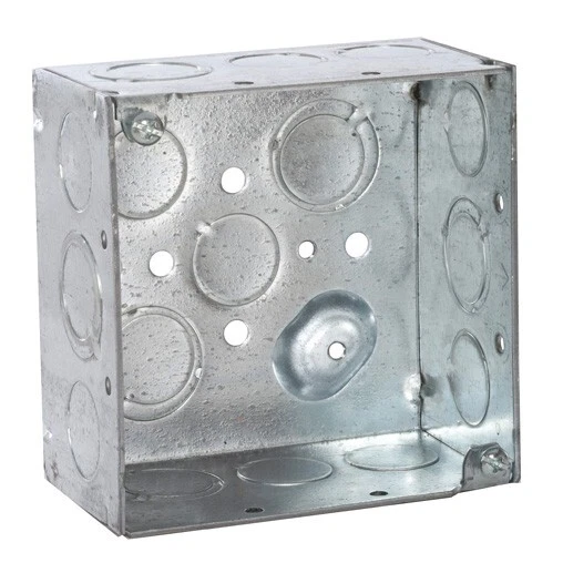 RACO 232 4 in. Caja eléctrica cuadrada, 2-1/8 pulgadas de profundidad, 1/2 pulgada y 3/4 pulgadas. KO