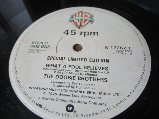 The Doobie Brothers – What A Fool Believes Warner Bros.  Vinyl 12inch Single