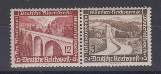 Deutsches Reich 639/634 ZD W 117 Moderne Bauten 12+6 Pf / 3+2 Pf postfrisch