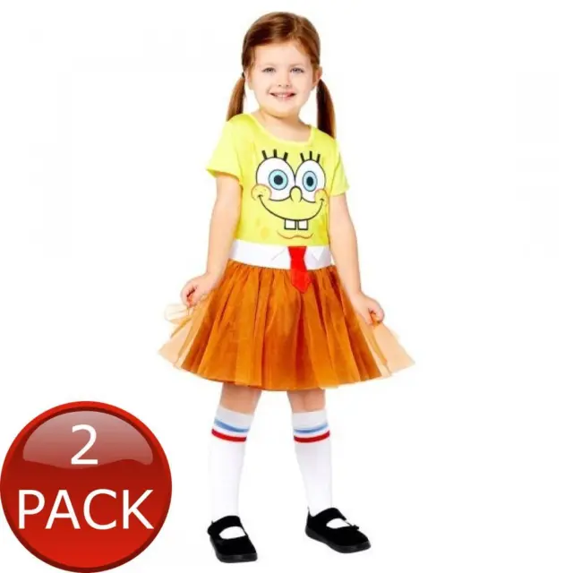 2 x SpongeBob Girls Child Costume Fancy Dress Up Costume Book Week Party 3-4Y...