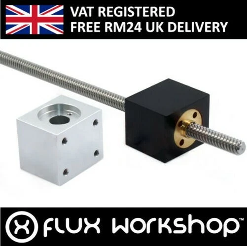 Aluminium T8 Nut Mount for Lead Screw Silver CNC Linear Flux Workshop
