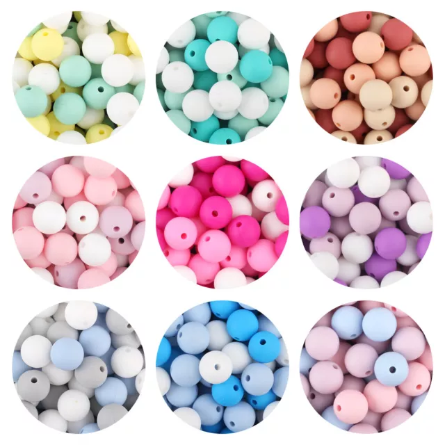 Pearl Silicone Beads 12/15MM Round Loose Silicone Beads DIY Bracelet Keychain