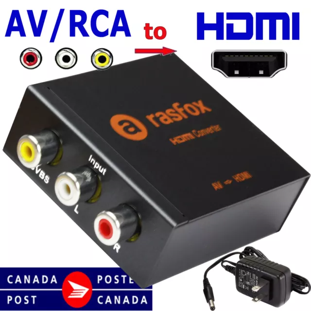 Rasfox AV CVBS RCA Video Audio to HDMI Converter Adapter Box Upscaler 1080P